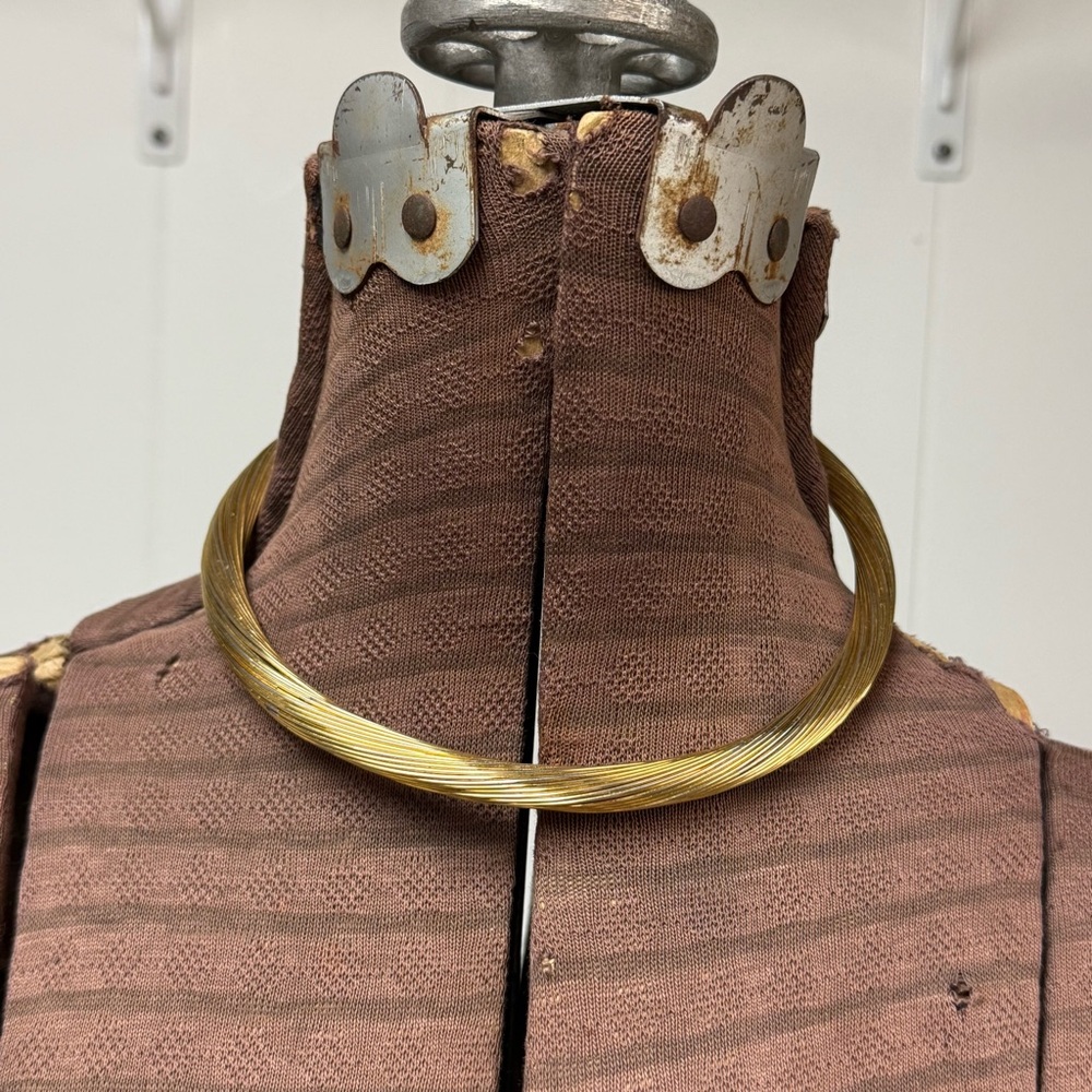 Vintage Gold Tone Modernist Torque Statement Necklace (1980's) Choker